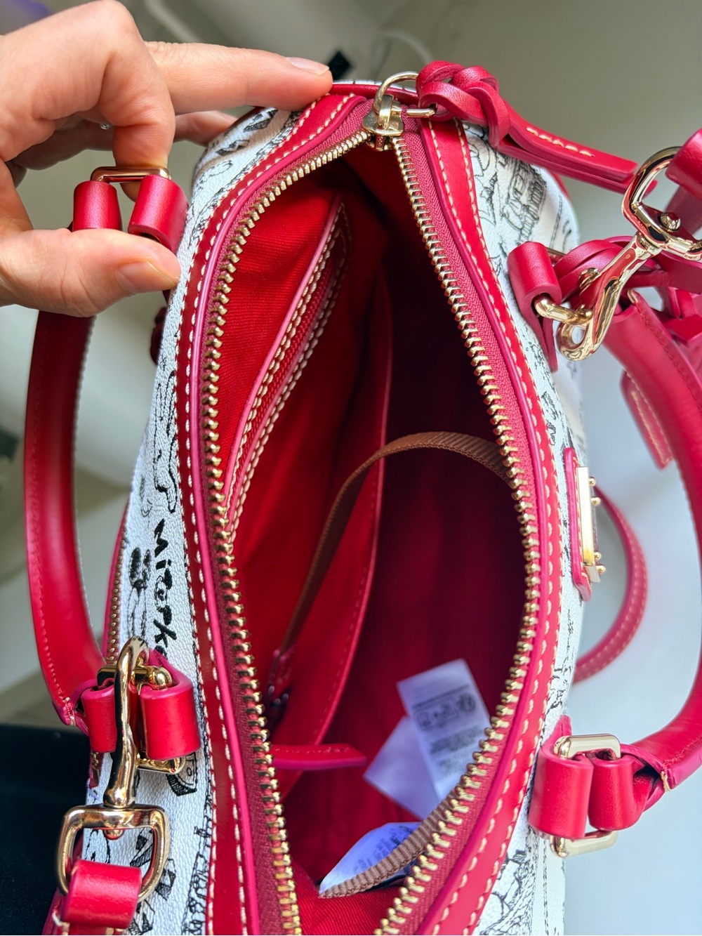 Dooney & Bourke Red Trim Disney Sketch Satchel - Picture 5 of 7